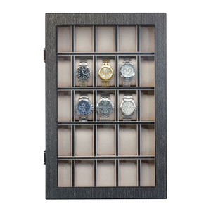 Luxury Wall-Mounted Wooden Watch Display Cabinet for 25 Watches