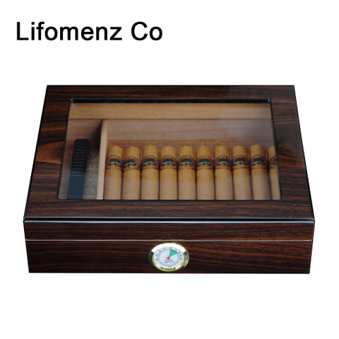 Handmade Cedar Humidor Box for 15-20 CT Cigars Storage Matte Lacquer Wooden Cigar Case With Custom Logo