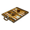 Sonny Custom 16 In Luxury Brown Crazy Horse Leather Backgammon Set
