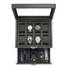 Sonny Custom Logo Luxury 8 Slots Black Wooden Watch Box with Drawer