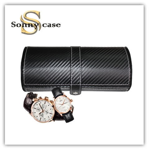 Luxury Travel Leather Jewelry Gift Box Watch Cufflink Case for 2 Watches And Cuff Link