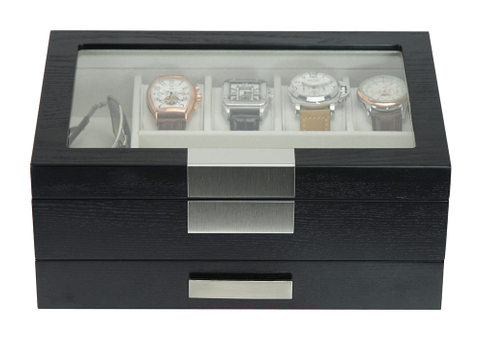 2023 High Popularity Product Luxury Multifunction Watch&jewelry Display Storage Case Double Layer with Drawer for Men/women Gift