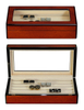 Sonny 16 Pairs Glossy Cherry Wood Glass Top Cufflinks Display Storage Box