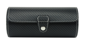 Sonny Hand made Black 3 Watches Travel Leather Watch Roll Case