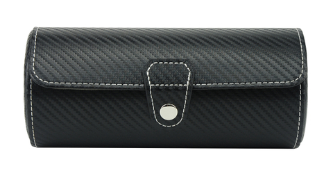 Sonny Hand made Black 3 Watches Travel Leather Watch Roll Case
