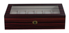 Sonny Hot-sale Vintage 12 Slots Ebony Wooden Watch Display Box with Glass Top Lid for Man and Woman Best Gift Choice
