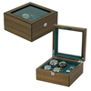 Sonny 2023 New Arrivals High End 4 Slots Walnut Veneer Wood Watch And Cufflinks Packaging Box Glass Top Jewelry Display Box
