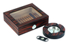 Sonny 20 CT Wooden Cigar Box Ebony Humidor Set with Ashtray Cutter Hygrometer & Humidifier