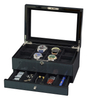 Sonny Premium Glossy Carbon Fiber 8 Slots Wooden Watch Box Organizer with Drawer for Men