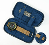 Sonny New Blue Genuine Leather Travel 2 Watch Zipper Case 
