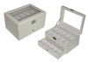 Sonny New Trend Custom Luxury 20 Slots Watches Box With A Drawer White Croco PU Leather Watch Box With Glass Top