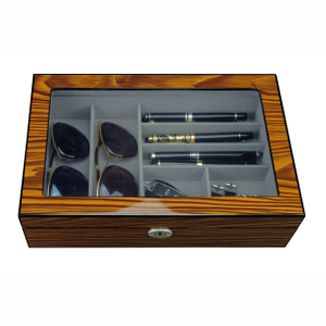 Sonny Custom Luxury Lacquered Walnut Wooden Jewelry Organizer Box for Sunglasses Pen Cufflinks Tie Rings