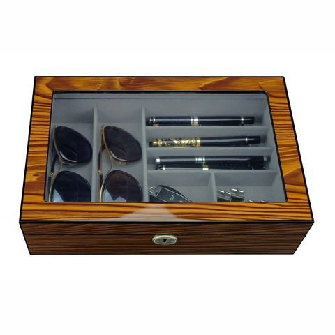 Sonny Custom Luxury Lacquered Walnut Wooden Jewelry Organizer Box for Sunglasses Pen Cufflinks Tie Rings