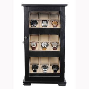 Sonny OEM 3 Trays 18 Slots Collection Solid Wood Veneer Organizer Box Watch Display Cabinet