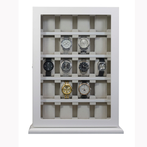 Sonny 20 Slots Vertical Wooden Watch Display Box White Watch Cabinet
