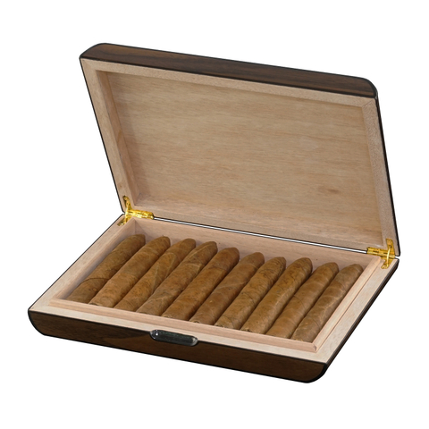 Sonny High Glossy Wooden Walnut Cigar Humidor 10 CT Travel Cigar Box