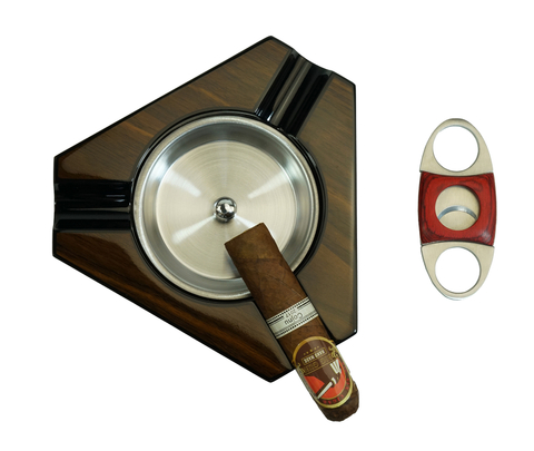 Sonny Custom Wholesale Luxury Gloss Triangle Walnut Wooden Cigar Ashtray