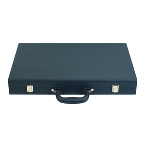 Sonny Custom 19 In Navy Blue Premium Leather Backgammon Set