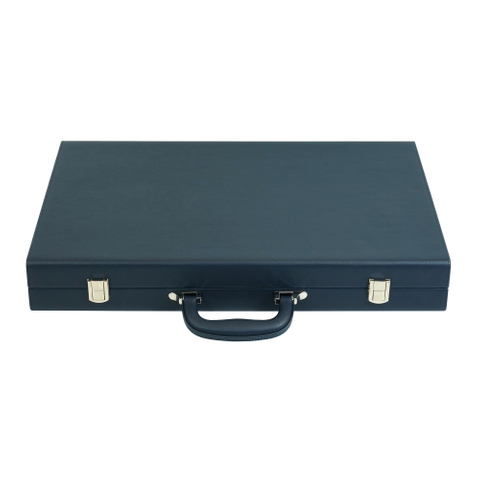 Sonny Custom 19 In Navy Blue Premium Leather Backgammon Set