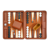 Sonny Custom Luxury Small Travel Brown Leather Backgammon Set