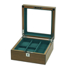 Sonny High End Walnut Wood Watch Box Luxury Mens Organizer Case for 4 Watches Cufflinks Rings Studs Storage