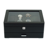 Sonny Custom Logo Luxury 8 Slots Black Wooden Watch Box with Drawer