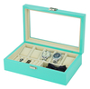 New on The Shelf Azure Color High Popularity Wooden Jewelry&watch Organizer Display Box with Top Window Best Gift for Men