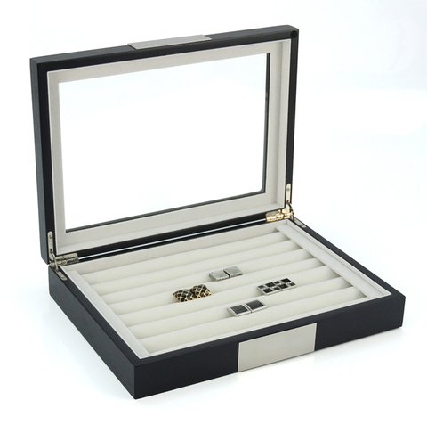 Sonny 36 Pairs Cufflinks Packaging Box Black Cufflink Wooden Box Custom Logo