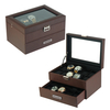 sonny 20 Slots Exquisite Workmanship Brown Leather Watch Box With Glass Window And Drawer And Pillows For Man