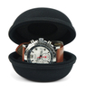 Sonny Convenient To Carry 1 Slot Black Real Leather Travel Watch Case With Pillow And Zipper
