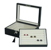 72 Paris Cufflink Box Wood Piano Finish Black Lacquer with Glass Top Display Cuff Links Boxes