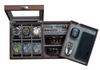 Sonny Custom Brown PU Leather Mens Valet Tray Desk Organizer for 6 Watches Cufflinks Sunglasses Phone