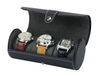 Sonny Hand made Black 3 Watches Travel Leather Watch Roll Case