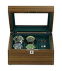 Sonny 2023 New Arrivals High End 4 Slots Walnut Veneer Wood Watch And Cufflinks Packaging Box Glass Top Jewelry Display Box