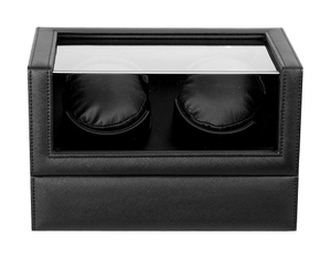 Sonny Premium Black PU Leather Box Double Watch Winder Automatic Winder with Motor