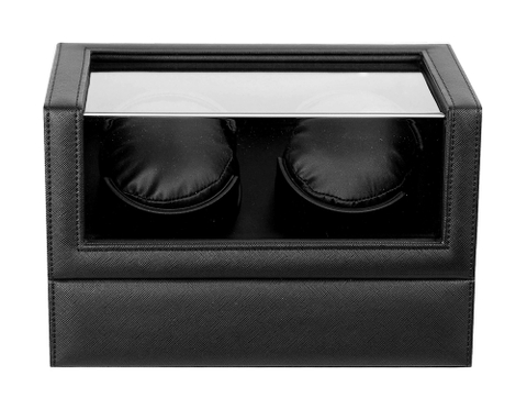 Sonny Premium Black PU Leather Box Double Watch Winder Automatic Winder with Motor