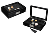 Sonny Lacquer Wooden Stash Box with lock and key Glass Window Black Gloss Wood 10 Slots Watch Boxes Cases