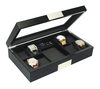 Wood Jewelry Belt Wallet Organizer Collect Cufflink Display Holder 8 Slots Watch Box Sonny Classical Black with Glass Lip 300pcs