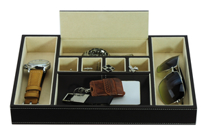 Wholesale Leather Bedside Storage Tray Desk Dresser Mens Valet Tray