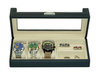 Sonny New Acrylic Lid Black Leather 3 Watch Box with Cufflinks Tray
