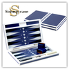 Sonny Top Luxury Chess Backgammon Set Paint High Glossy Wooden Club Silk Printing Blue & White Chess Playing.and Checker Storage 