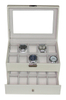 Sonny New Trend Custom Luxury 20 Slots Watches Box With A Drawer White Croco PU Leather Watch Box With Glass Top