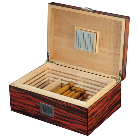 Sonny In Stock Large Storage 50 CT Spanish Wooden Humidor Ebony Cigar Box For Men