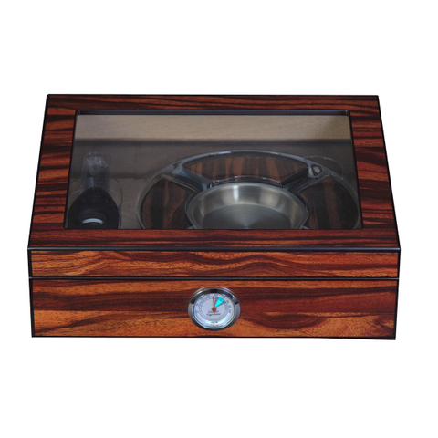 Sonny 20 CT Wooden Cigar Box Ebony Humidor Set with Ashtray Cutter Hygrometer & Humidifier