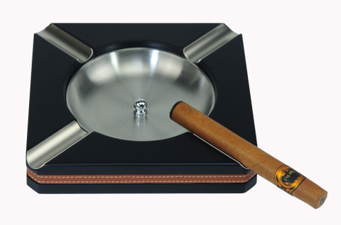 Sonny High Quality Personalized Hotel Bar Office Square Black Wooden Cigar Ashtray Custom Logo