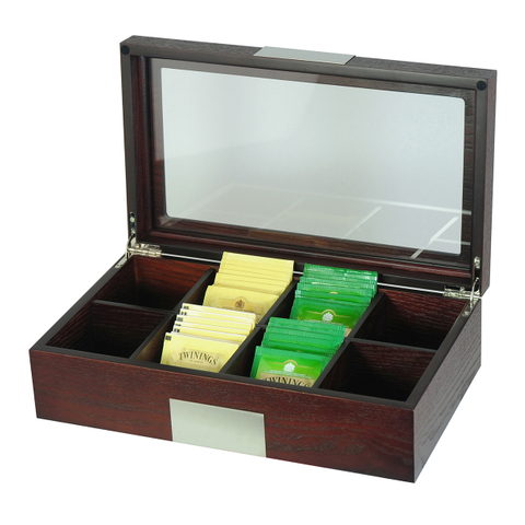 Sonny Wooden Tea Box 8 Compartments Cherry OAK Grain Veneer Tea Organizer Packaging Box