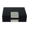 Custom Logo Luxury Black Wooden 3 Slots Set for Leather Wallet+Belt+Car Key Storage Box for Men Gift