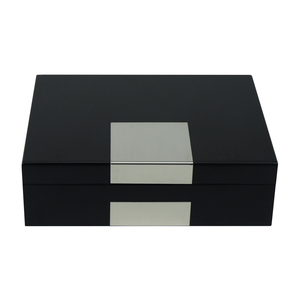 Custom Logo Luxury Black Wooden 3 Slots Set for Leather Wallet+Belt+Car Key Storage Box for Men Gift