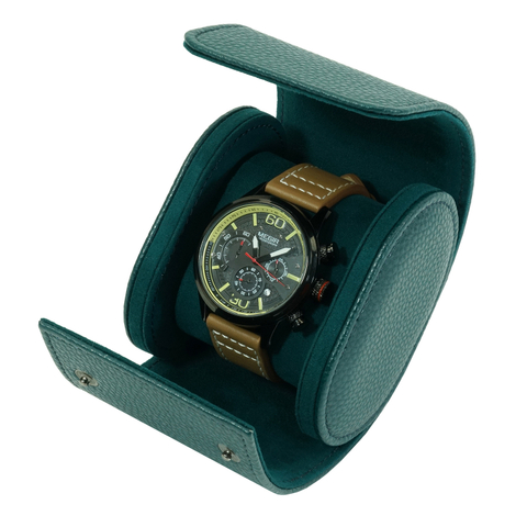 Sonny Luxury Custom Logo Green Leather Watch Roll Travel Watch Box Case