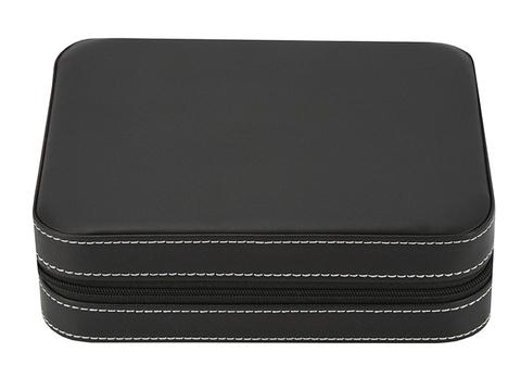 Sonny Leather Travel Watch Case Black Portable Watch Organizer Box Zipper Watch Bag